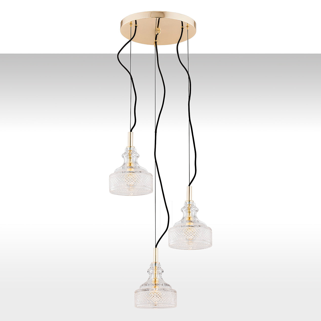 CRUZ 1462 3-light pendant lamp on a round ceiling rose
