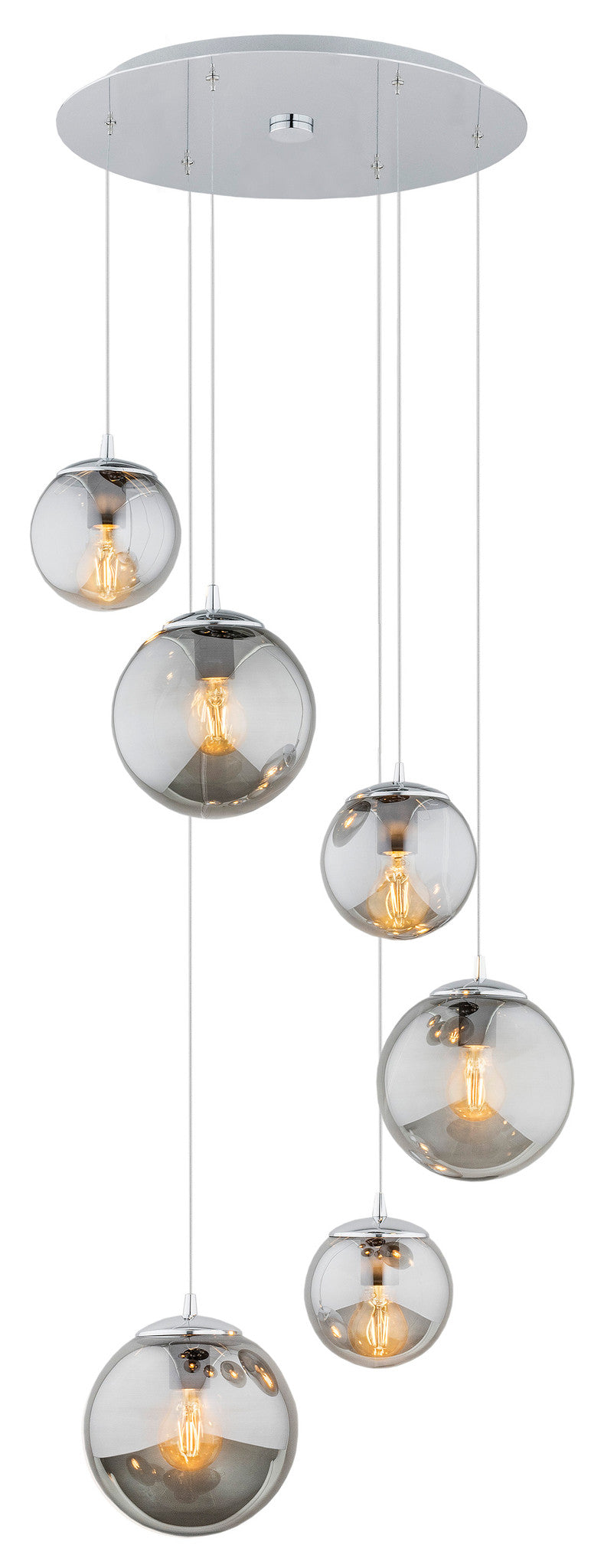OPTICA 2529 6-light pendant lamp on a round ceiling rose