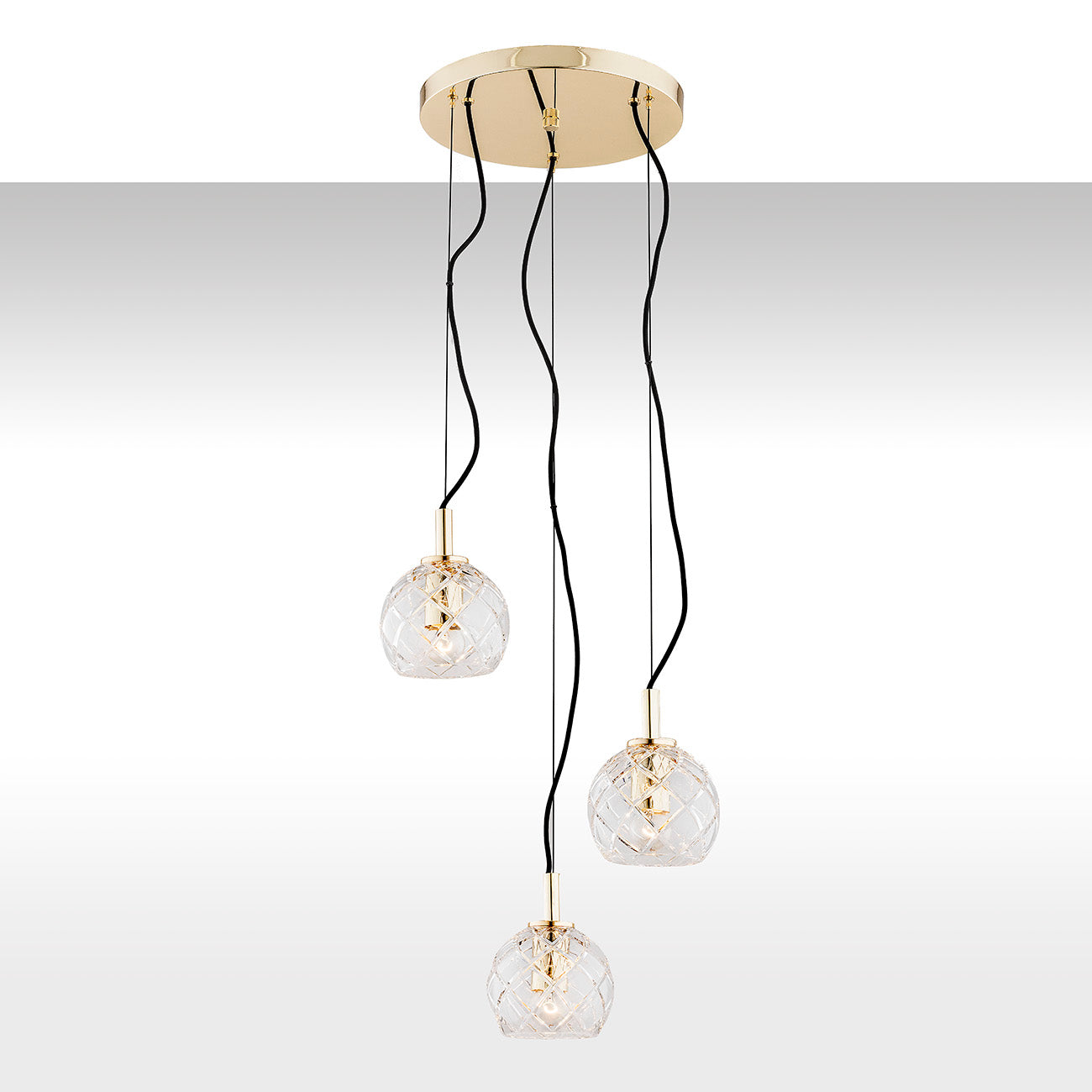OVIEDO 1463 3-light pendant lamp on a round ceiling rose