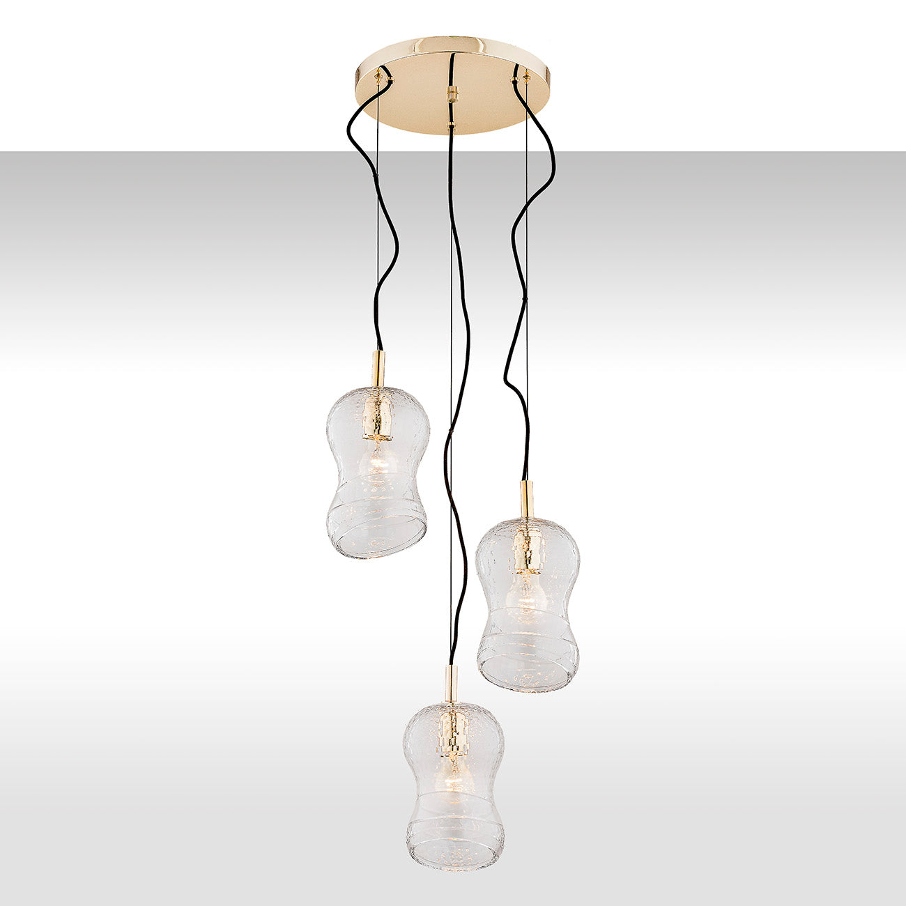 CADIZ 1464 3-light pendant lamp on a round ceiling rose