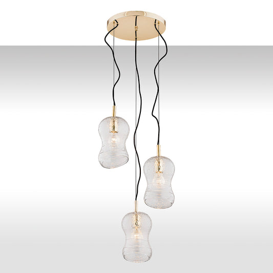 CADIZ 1464 3-light pendant lamp on a round ceiling rose