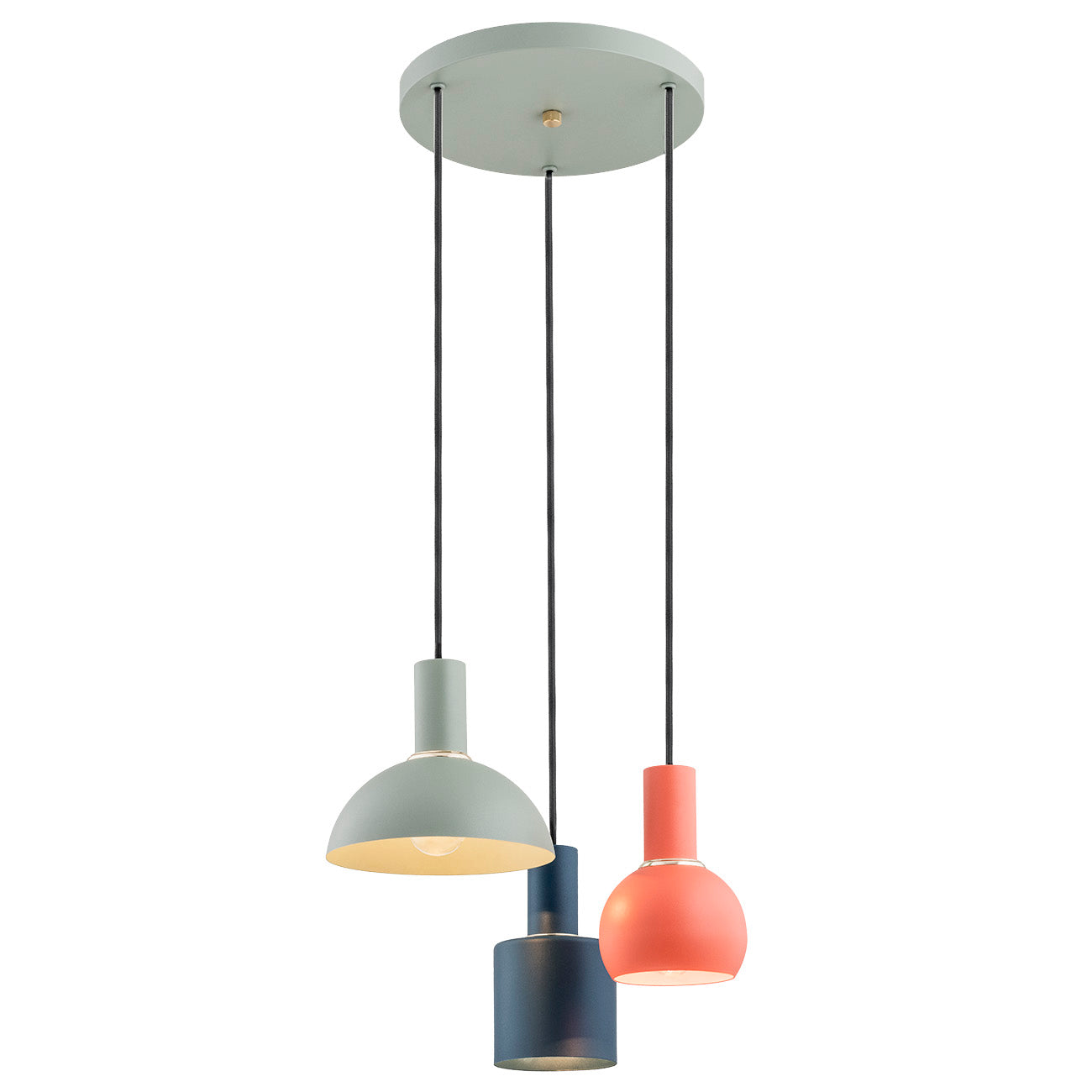 SINES 1479 3-light pendant lamp on a round ceiling rose